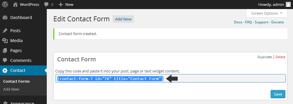 Create a contact form page
