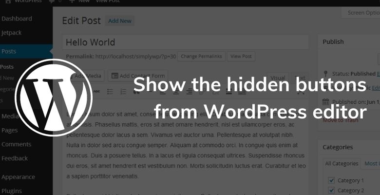 how the hidden buttons from WordPress editor