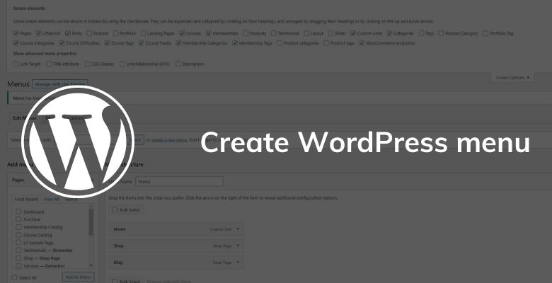 Create WordPress menu